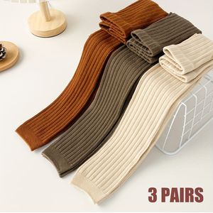 3 paar meisjes leggings voor lente/herfst, eenvoudige gestreepte en stijlen, geschikt voor lente en herfst, medium baby-peuter leggings sokken kinder panty's