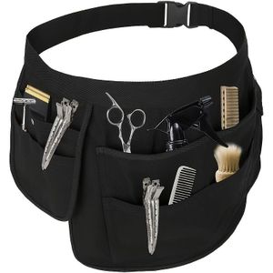 Professionele Zwarte Kappersschort, Canvas Half-Lengte Opbergtas met Meerdere Zakken en Gereedschapsset, Draagbare Salon Tas voor Kappers en Stylisten