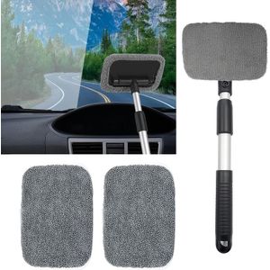 Ruitensproeier, Microvezel Auto Raamreiniger, met 2 Herbruikbare Wasbare Microvezel Pads en Uitschuifbare Handgreep Automatische Interieur Glaswisser Kit