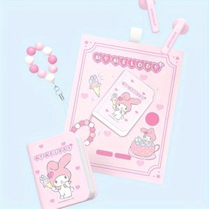 Sanrio Roze My Melody Draadloze Oordopjes voor Meisjes Reizen Schattige Boekstijl Oordopjes met Kralen Koord Kawaii Roze Gaming Oordopjes Micro Mini Hoofdtelefoon Verjaardags- en Kerstcadeau