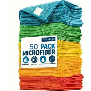 (50/20/10/5 stuks) 1200-Wash Ultra-Fijne Microvezel Schoonmaakdoeken | Hoogwaardig, Super Absorberend & Streepvrij | Chemievrij, Ideaal voor Autowassen & Sieradenverzorging Willekeurige kleur