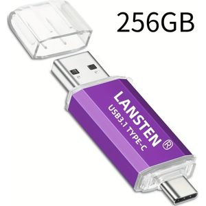 LANSTEN 64GB/128GB/256GB USB C Flash Drive met Schrijfsnelheid tot 40-60MB/s Leessnelheid voor Telefoons en PC ()