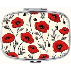 Bloemenpatroon Tweevaks Pillendoosje, Compact Ontwerp, Decoratieve Medicijnorganizer, Ideaal voor Handtassen en Reizen - Duurzaam Polyurethaan