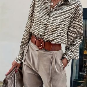 Elegante lange mouw casual shirt met geometrische print