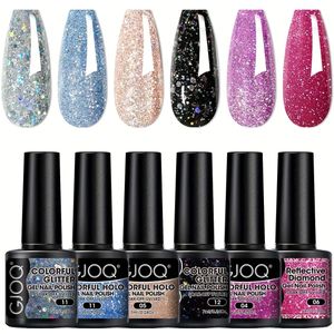 6-delige Gel Polisher Set 6 Kleuren Glitter Gel Nagel Set Soak Spring Summer Nagel Gel Nagel Polish Nagel Polish U V Nagel Art Set Dames Geschenken