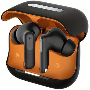 GLOEDNIEUWE TWS Actieve Ruisonderdrukking Draadloze Sport Oordopjes met Lange Batterijduur, Touch Control, Type-C Oplaadcase - Strak Zwart & Oranje Ontwerp voor /Apple Compatibiliteit