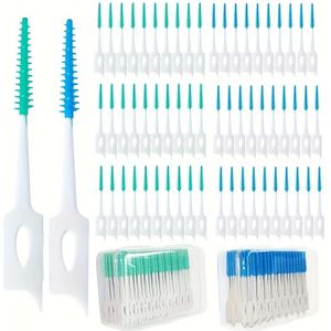 400 stuks Zachte Tandenstokers, Mint Fris, Beugelborstels, Wegwerp Interdentale Borstels, Geschikt voor Gebitsreiniging en Gezondheid