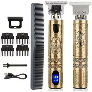 YAIAWISU Draadloze Elektrische Haar- en Baardtrimmer voor Mannen met LCD-scherm, USB-oplaadbaar Scheerapparaat, Gouden & Zwarte Verzorgingsset, Kam & Kabel voor Reizen - Alles-in-Één Trimmer
