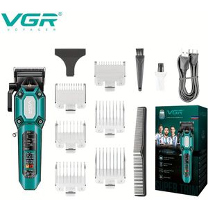 VGR Professionele Herenkniptang Set met LED Display - 2000mAh USB Oplaadbaar, Draadloze Trimmer Kit voor Haar & Baardverzorging, Perfecte Thuisbarberervaring