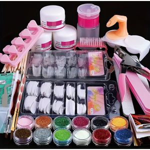 Beginner Acryl Nagel Kit 12 Kleuren van Glitter Acryl Poeder Wit Roze Acryl Poeder Nagelverlenging Professionele Nagel Kit Acryl Set Nagelverzorging Tools Acryl Benodigdheden