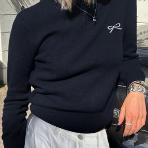 Elegante lange mouw trui voor dames - Ronde hals, geometrisch , donkerblauw, zacht en stijlvol voor lente/herfst, top|ronde hals top|constructie