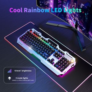 EWEADN Bedrade Gamingtoetsenbord, 104 Toetsen Volledige Grootte, LED Verlichting, Ergonomisch Ontwerp, USB Gevoed, Verstelbare Volume , Voor Desktop- En Notebookcomputers, Kantooraccessoires