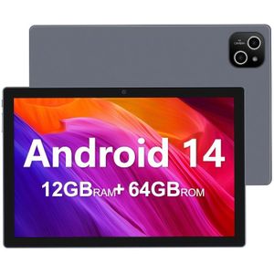 Tablet 10,1-inch 14 Bedieningssysteem Tablet, 64GB ROM+12GB (4GB+8GB Uitbreiding) , Dual Camera, 8-kern Processor, 1280 * 800 IPS HD-scherm, 2.4G 5G Wi-Fi 6, Google, Tablet PC