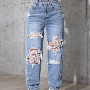 Casual Rechte Pijpen Denim Jeans voor Vrouwen - Lichtgewassen, Knoopdetail, Ritsvliegje, Niet-Rekbare Stof, Perfect voor Casual Kleding, Jeans | Rechte Pijpen Jeans | Niet-Rekbare Jeans