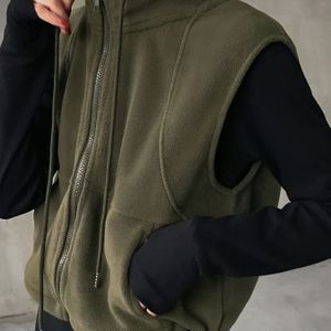 Vrouwen Elegante Mouwloze Ritsvest - Hoge Nek Kleur Vest met Zakken, Gezellige Herfst/Winter Buitenkleding voor Casual & Formele Outfits, Strakke Stofconstructie