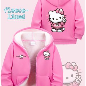 Sanrio Meisjes Hello Kitty Capuchon Rits Trui Winterjas met Zakken - Dikke Schattige Karakterjas voor Buiten & Kerstcadeaus (&) - Wasmachinebestendige Warme Trui