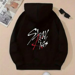 Dames Casual Hoodie "SYVAV" Grafische Print Lange Mouw Pullover - Zwart met Witte Lettering, Kangoeroe Zak, Ontspannen Pasvorm, Polyester, Machine Wasbaar, , Volwassen Maat, Oversized Hoodie