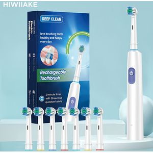 Een ronde elektrische tandenborstel met 8 borstelkoppen, USB-C opladen, 5 en een super snelle reinigingsmodus - De perfecte cadeau voor familie en vrienden, vooral voor Vaderdag.