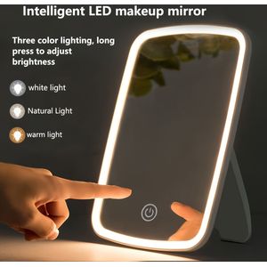 Draagbare LED Make-up Spiegel met Touch Control, 3 Verstelbare Verlichtingsmodi, Stijlvol Ontwerp - Geschikt voor , en Natuurlijke Lichtopties, Spiegel Draagbaar