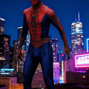 Spider Bodysuit | Blauw-rood kleurenschema, Party Outfit, Perfect voor Halloween en Kerst, Ronde Hals, Medium Stretch Stof, Ritsdetail, Skinny Fit, Voor