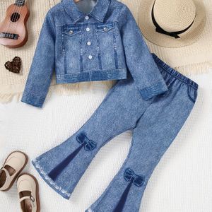 Meisjes Lente/Herfst Casual Kraag Lange Mouw Top en Broek Set, Perfect voor Buiten