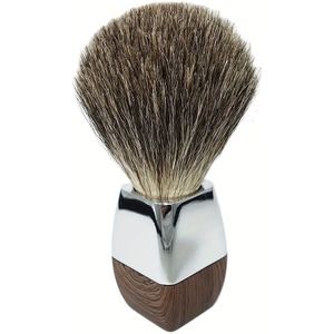 Luxe Handgemaakte Dassenhaar Scheerkwast - Ergonomisch Houtnerf Handvat, Duurzame Zinklegering Constructie, Zachte Borstelharen voor Gladde Baard & Snorverzorging, Perfect Cadeau-idee voor Mannen