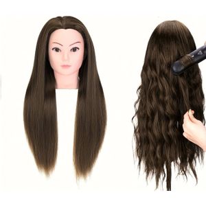 1pc Unisex Volwassen Haarstyling Mannequin Hoofd met 25" Hoogte Temperatuur Fiber Synthetisch Haar, Hittebestendig, voor Plaiten, Stylen, Cosmetologie Training, Haarstyling Oefenen
