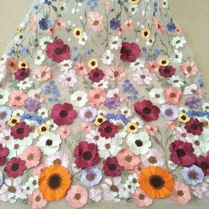 19 Kleuren Handgemaakt Feestjurk Kanten Stof 130cm Breedte 3D Bloemen Jurk Kanten Stof Verkocht Per Yard