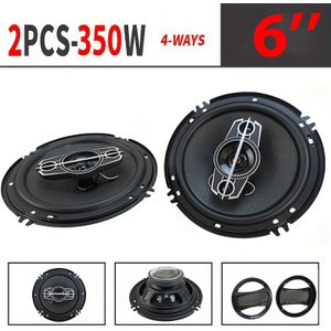 1 Paar 6-Inch 4-Kanaals 350W Auto Coaxiale Speaker - High-Fidelity Stereo Audio Uitgang, MP3 Kabel Inbegrepen, Geschikt voor DVD Speler & Muziekspeler, Flush Mount Ontwerp, Auto Speaker