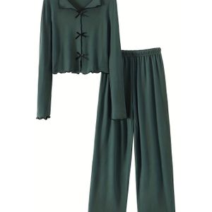 2- Set Geborsteld Fleece Gezellige Pyjama Dames Modieuze Pyjama's