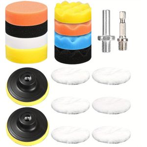 18pcs 80mm Polishing Sponges Set, Car Polishing Pads With Screwdriver And Drill Bits, Cordless Power Tool Compatible, Waxing And Grinding Kit