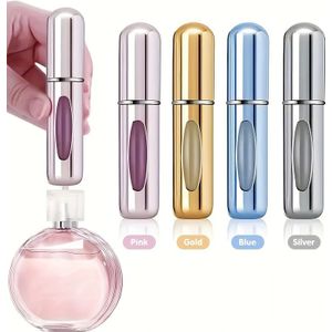 4-delige set, navulbare parfumverstuiver voor op reis, draagbare mini sprayfles parfumpomp doos, lege parfumdispenserfles, parfum sprayfles voor zakenreizen