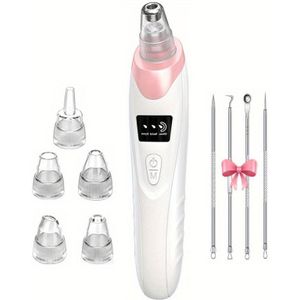 Puntverwijderaar, USB-oplaadbare gezichtslicht Beige Reinigingsbeautyapparaat, met 5 vervangende , Licht Beige Care Tool Kit