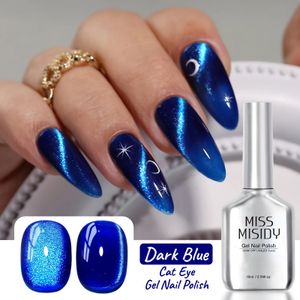 MISS MISIDY 0.54oz Cat Eye Gel Nagellak, Donkerblauwe Cat Eye Gel Nagellak, 16ml Soak Off Gel Polish, Licht voor DIY Manicure Thuis