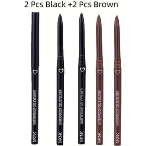4-delige Set Waterdichte Gel Eyeliner Potloden - Langhoudend, Vlekvrij voor Een Vlekkeloze Hele Dag Wear