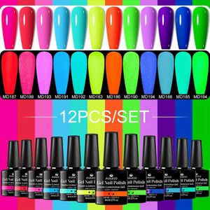 MSRUIOO 12-delige Fluorescerende -Dark Gel Nagellakset, 0.27oz/flesje, Geurloos, Soak Off / LED Lichtgevend Neon Nailgel Kit