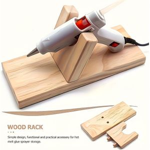 Wooden Hot Glue Rack Stand, Mixed Color, Durable Handheld Glue Holder Base Accessory For Craft Tools