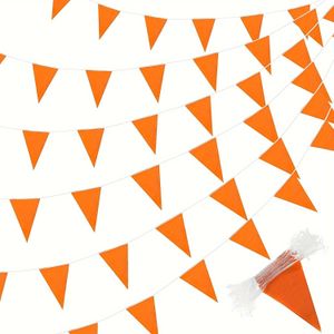 10 Meters And 20pcs Of Solid Triangular Flags, Colorful Triangular Banners, Bulk Flower Garlands For Grand Opening Celebrations, Birthday Parties, Festive Decorations, And Outdoor Events (orange)