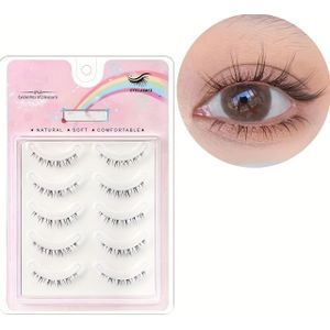 5 Paar Ultra-Natuurlijke 3D Namaakmink Wimpers - Zacht, Volumegevend & Beginnersvriendelijk, Herbruikbare Nepwimpers met Transparante Steel voor een Nude Uiterlijk, Verschillende Lengtes (6-15mm)