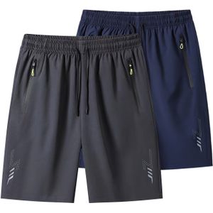 Men's 2pcs Set Running Shorts Summer 's Korean Loose And Silky Quick Dried Large Size Casual Sports Fitness Split Shorts