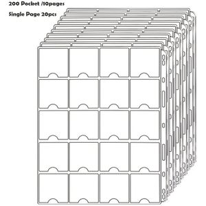 Binder For 2" X 2" Cardboard Clips - 200 Coin , Compatible With 4-ring (a4 Size), 3-ring (letter Size) Coin Collection Binders, 10 Sheets