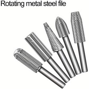 5pcs 6mm Rotary File Steel File, Carpentry Diy Soft Metal Trimming Set, Metal Grinding Repair Tool