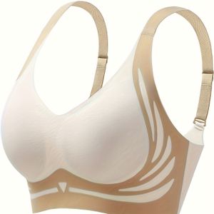 Draadloze BH's voor dames met verwijderbare vulling - Zonder beugel, medium ondersteuning push-, ademende alledaagse & formele BH' beige/wit/zwart - Niet-gevoerde BH's voor