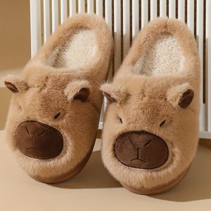 Gezellige Cartoon-slipjes voor Koppels - Zachte Fleece-winter-slipjes met EVA-, Slip-On-design, Beige & , Perfect voor Indoor-, Indoor-slipjes | Speelse Ontwerp | EVA--slipjes