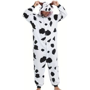 Volwassen Heren Fleece Cartoon Onesie, Verdikte Dieren Onesie voor Herfst en Winter, Vleermuismouw Houding Warme Robe, Badjas, Halloween Kostuum, Kerstfeest Outfit.
