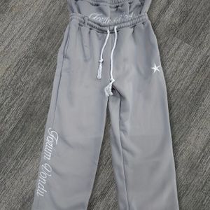 Y2K Hoge Geometrische Geborduurde Letter Joggingbroek - Dubbele Tailleband Rechte Pijp Ontwerp, Lichtgrijze Lente/Zomer Casual Broeken voor Volwassenen, Machinewasbaar Veelzijdige Casual Kleding