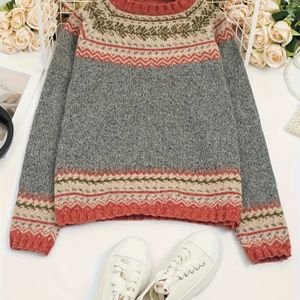 Crewleden ontvangen Fair Isle-sweaters, casual lange-sleevesweaters voor herfst en winter, dameskleding.