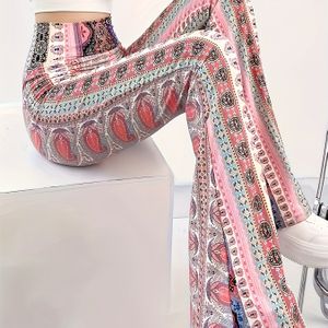 Bell Bottom-broeken Met Paisleyprint, Casual Broeken, Dameskleding