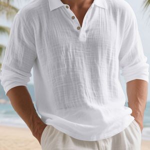 Herren Einfarbige Linnenhemd - Langarm, Atmungsaktiv Klassisch, Stilvoll und Bequem, Für Verschiedene Anlässe Geeignet