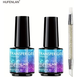 2 Botellas Nagelfolie Lijm Nagelkunst Folie Lijm Gel voor Foliestickers Nagellijm Folie Transfer Gel Nagel Folie Transfer Lijm Nagelkunst Manicure DIY LED Lamp Vereist Soak Off